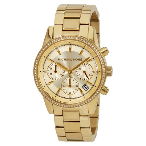 michael kors gage chronograph watch gold|Michael Kors chronograph ladies watch.